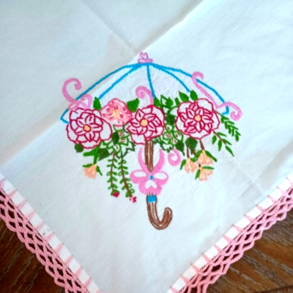 Umbrella Handmade Embroidery Napkin - Picture 2 of 2